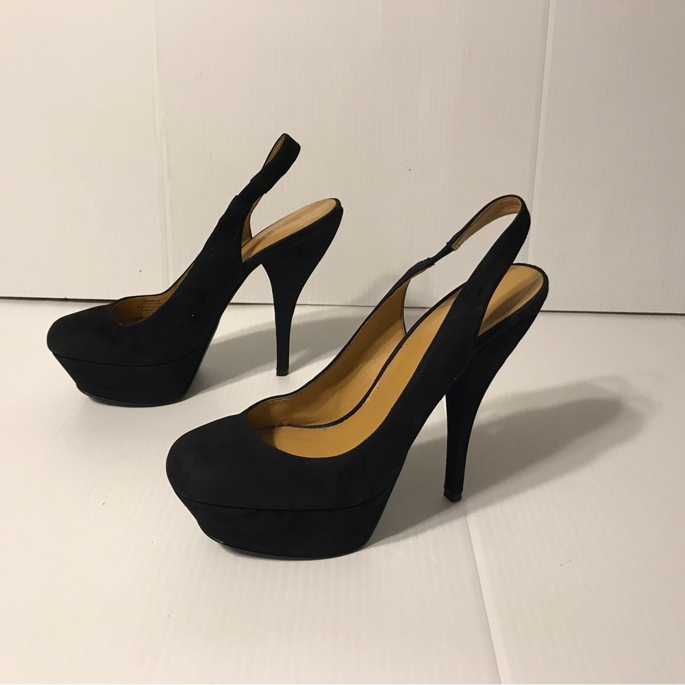 Nine West high heels platform black faux suede size 7.5 - Picture 3 of 10